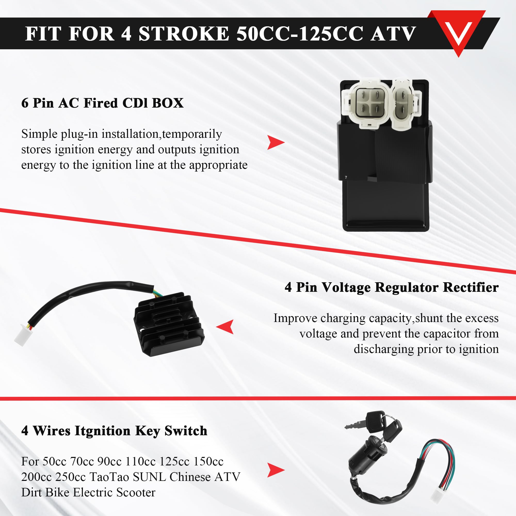 PRO BAT GY6 Full Electrics Wiring Harness W/O Waterproof Cap CDI Coil Solenoid GY6 125cc 150cc 200cc 250cc Chinese Elecric Start ATV Quad Bike Buggy Go Kart Scooter Moped Kandi